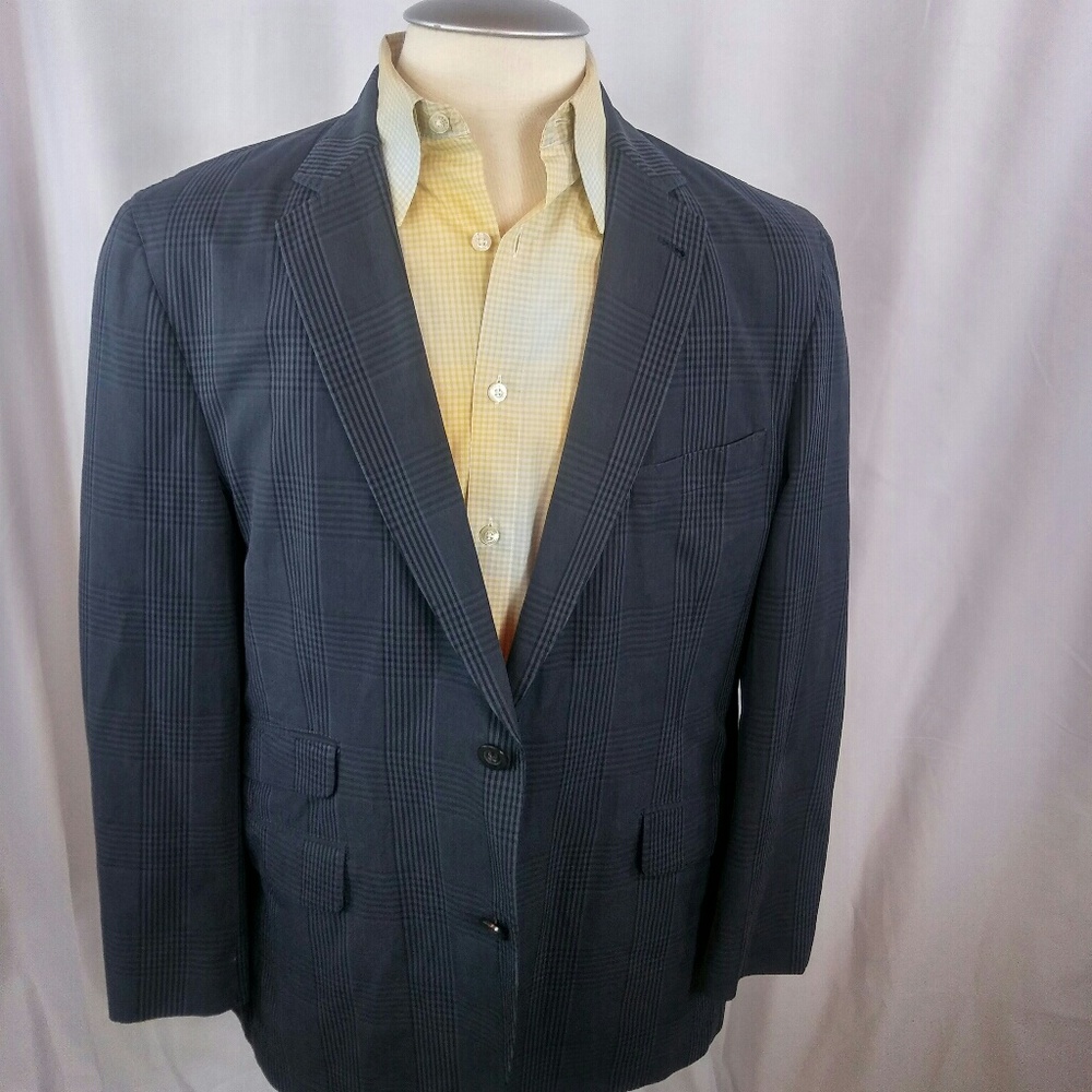 Kroon Sting Washed Jacket 42R Blue Windowpanes